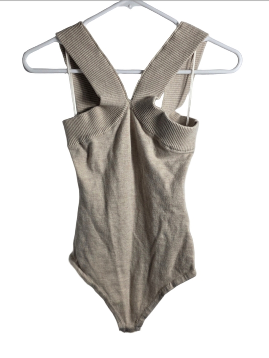 Le Lis Tops - Women's Le Lis Ribbed Bodysuit Beige Size M essential classic shapewear V neck